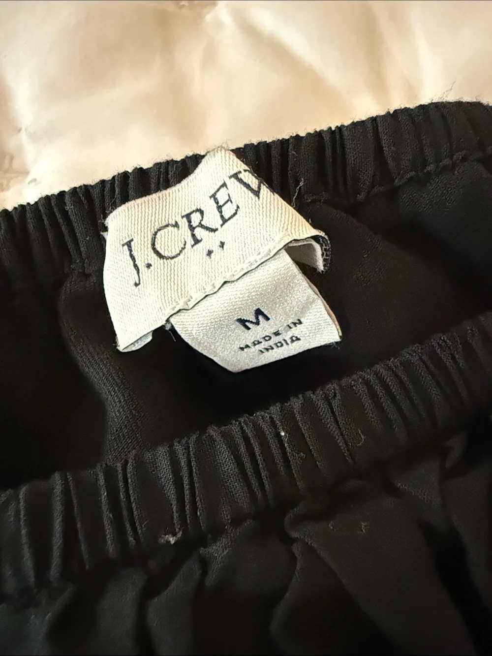 J. Crew Black Off-Shoulder Ruffle Crop Top with White Trim